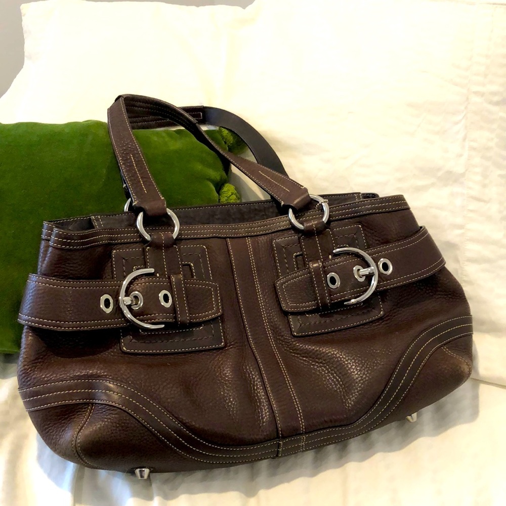Like-new COACH dark brown leather satchel bag